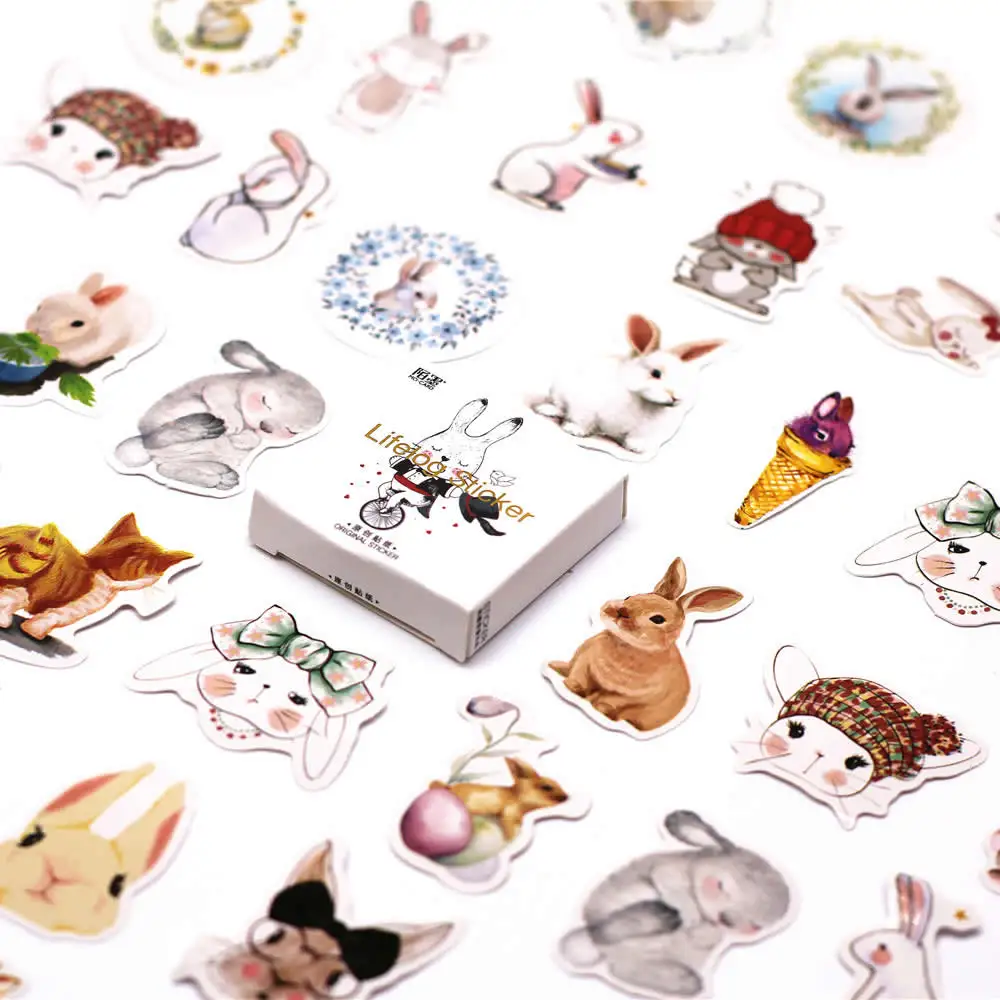 

40 Pcs/pack Rabbit Carnival Kpop Sticker Pusheen DIY Stickers Cartoon Children Stickers Toys Emoji Notebook Scrapbook For Kids