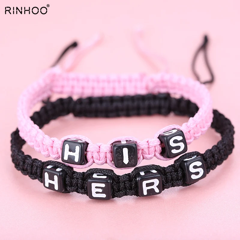 Couple Bracelet HIS HERS Lovers Bracelet Personalized Gifts Button Block Boyfriend Girlfriend Jewelry Five Color For You Like