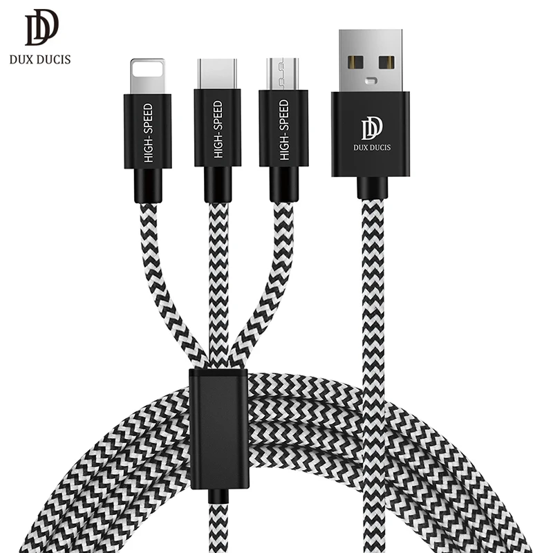 DUX DUCIS 3 in 1 USB Cable For Lightning iPhone 3in1 Universal Fast Charging USB Type C Micro