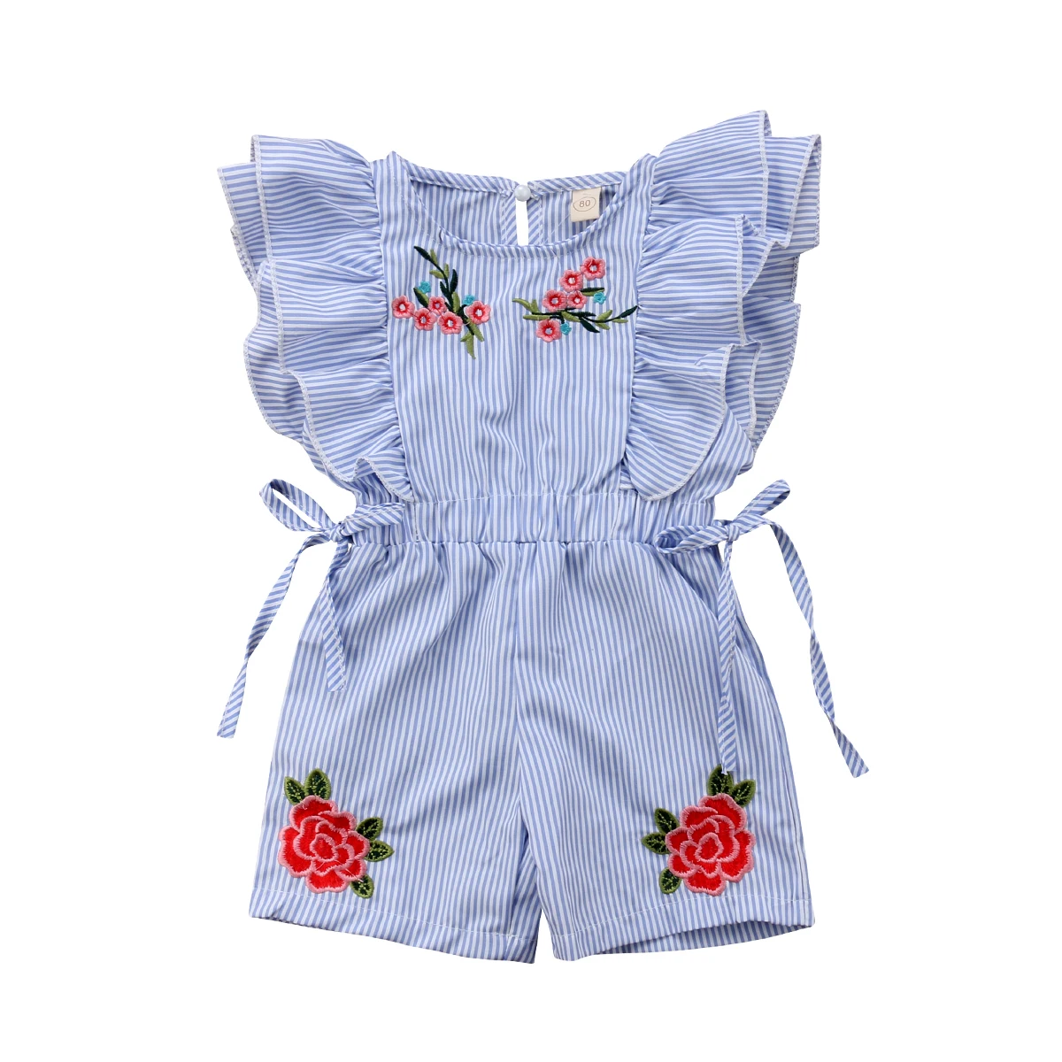 

Toddler Kids Baby Girl Flower Fashion Striped Ruffle Romper Jumpsuit Outfits Clothes