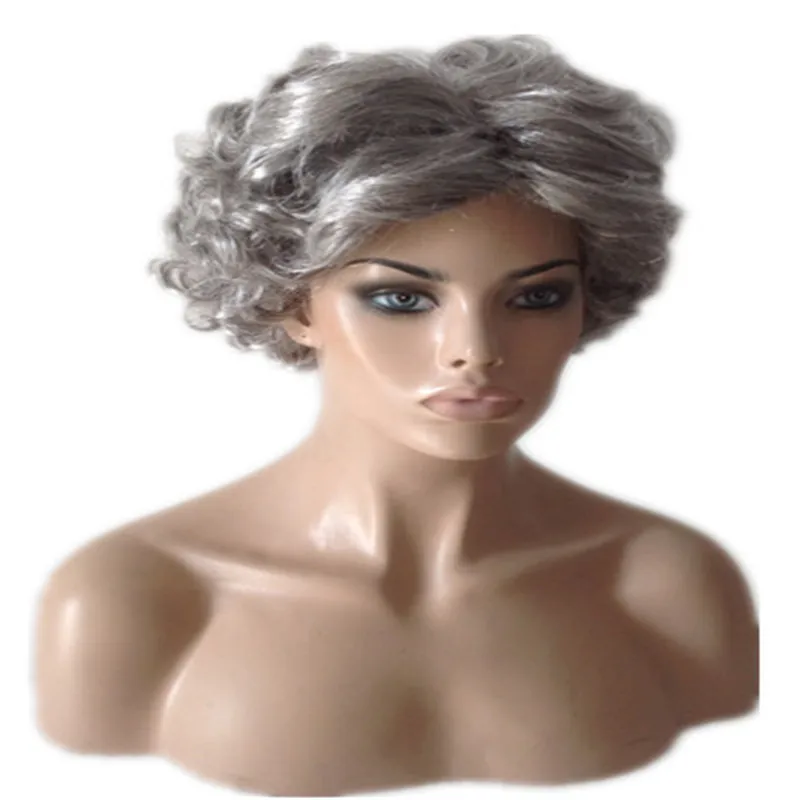 peruca hair queen pelucas elderly mother hair wigs cheap silver short