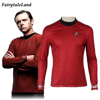 

STrek Into Darkness Scotty Red men casual Shirt Uniform STrek Cosplay Costume Halloween costumes for adult free Badge