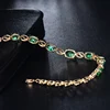 Women Bangle Solid 18K Yellow Gold Natural Diamond Emerald Wedding Bracelet For Women