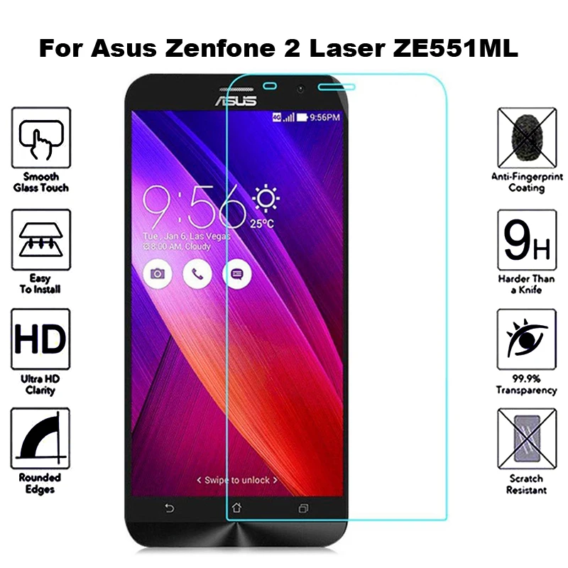 2 шт закаленное стекло для Asus Zenfone 2 Laser ZE551ML защита экрана Flim Защитное стекло для Asus Z00AD ZE ZE551 551 551 мл