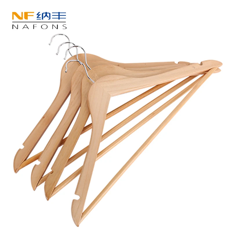 

4 PCS Wooden Clothes Hangers Natural Coat Non Slip Wardrobe Storage Hangers
