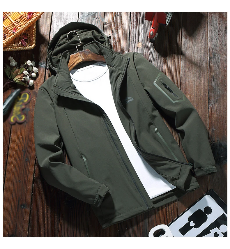 Новое поступление, осенняя куртка для мужчин, быстросохнущее пальто с капюшоном, одежда с длинным рукавом, большие размеры, L-5XL
