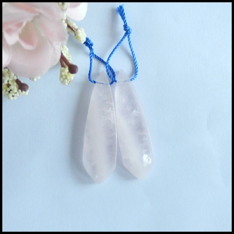 

Wholesale gemstone,Natural Rose quartz fashion woman Earring Bead,40x12xmm,7.43g