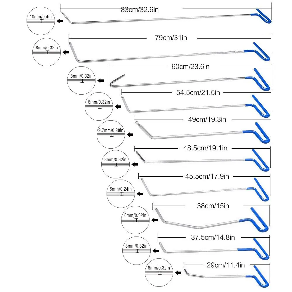 paintless dent repair Tools Hook Push Rods Dent Removal Tools Paintless Dent Repair  Car Body Repair Kit