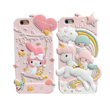 Для iPhone 6 6 S 7 Plus Мультфильм случае милый My Melody Little Twin звезды из мягкой резины Капа Para крышка для iphone 5 SE 6 7 Plus J-14