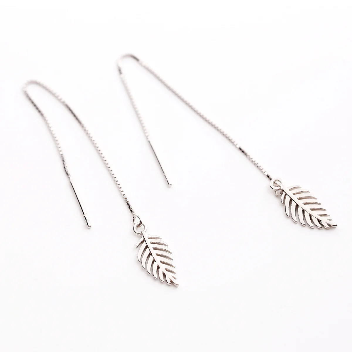leaf ear line 100% 925 Sterling silver Jewelry fashion Hypoallergenic dangle earrings for women gift charms