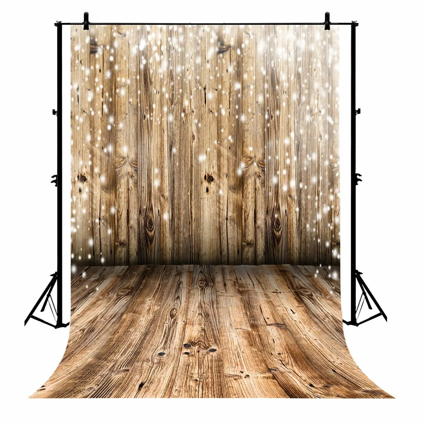 

5x7ft Wood Wooden Wall Floor Bokeh Dot Polyester Photo Background Portrait Backdrop