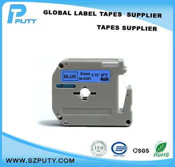 

manufacturer direct selling compatible M-K521 Black on Blue 9mm label tapes for Ptouch thermal label printer