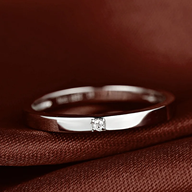DOYUBO Authentic 100% Solid Silver Couples Ring For Women & Men Classical White Cubic Zircon Sterling Silver Rings Jewelry VB041