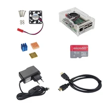 Raspberry Pi 3 Model B+ Accessories kit Acrylic Case+CPU Fan+5V 2.5A Power Adapter+Heat Sink+16G SD Card+HDMI Cable for RPI 3B