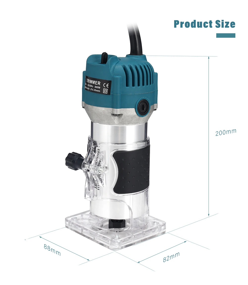 800 Вт Электрический триммер ручной Ламинат Край Триммер 1/4 "цанговый деревянный маршрутизатор деревообрабатывающая фрезерная гравировка