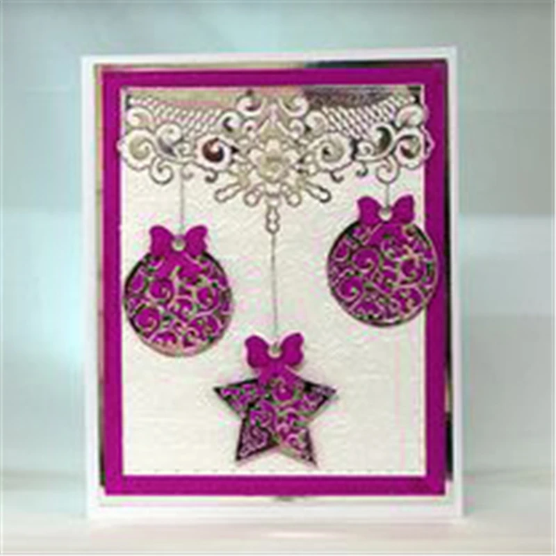 

Naifumodo Christmas Ornaments Dies Scrapbooking Star Hollow Ball Bow Metal Cutting Dies Craft Die Cut Card Making New 2019