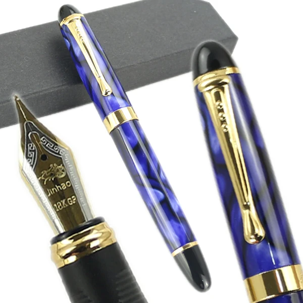 Jinhao X450 авторучка 18KGP 0 7 мм перо с широким основанием Исполнительный синий