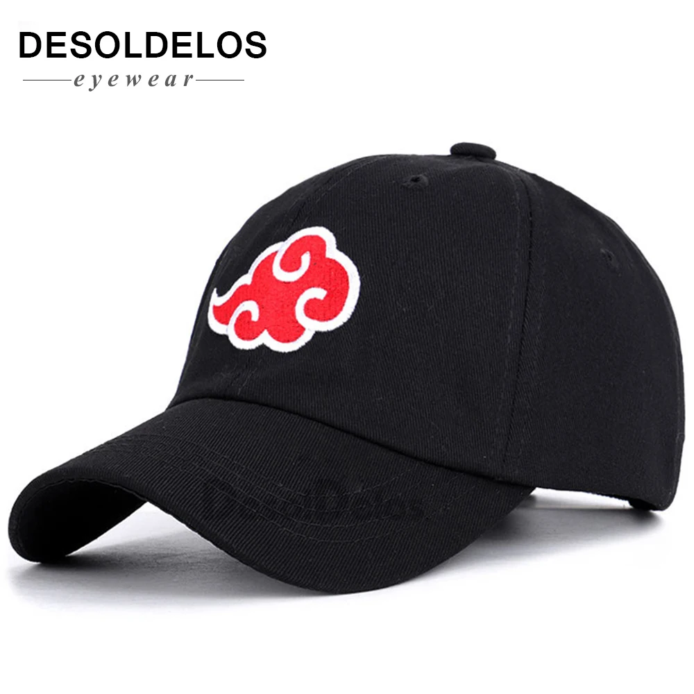 

100% Cotton Japanese Akatsuki Logo Anime Naruto Dad Hat Uchiha Family Logo Embroidery Baseball Caps Black Snapback Hats dropship