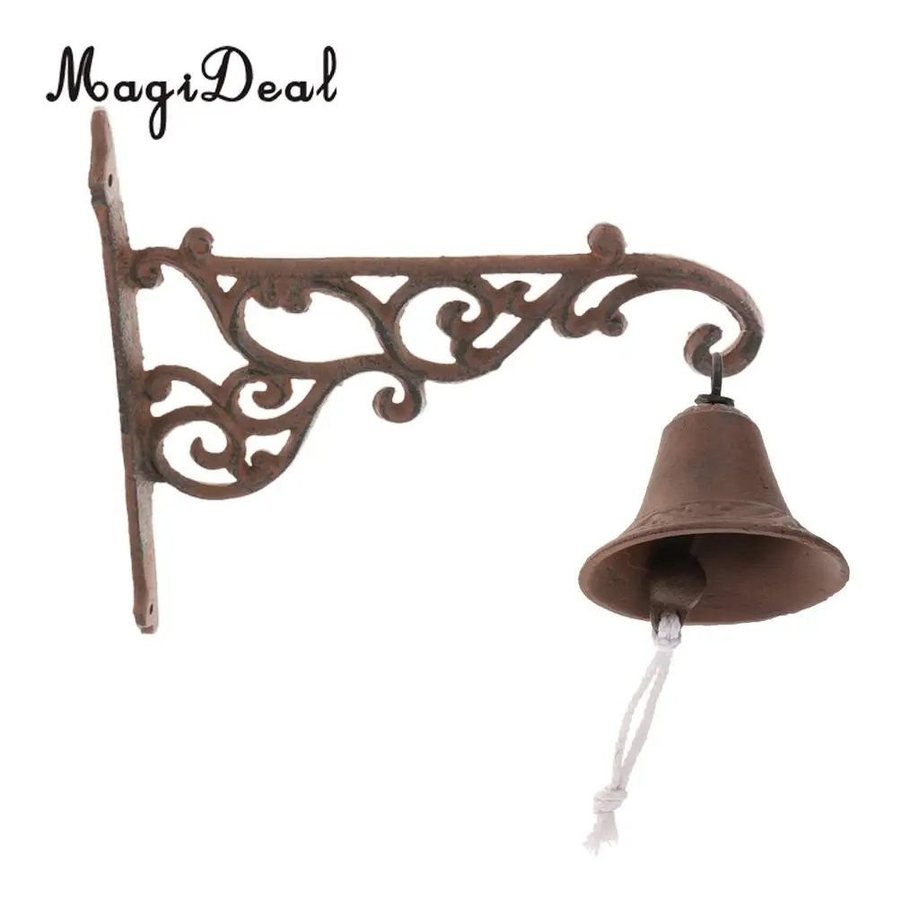 Outdoor Dinner Bells Vintage Antique Cast Iron Bracket Mounts Bell Indoor Outdoor Wall Mounted Door Bells
