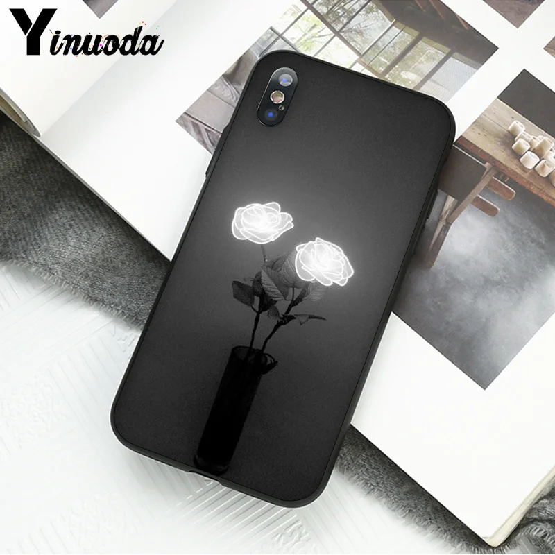 Yinuoda Glowing rose in the dark Beautiful Phone Accessorie Case for Apple iPhone 8 7 6 6S Plus X XS MAX 5 5S SE XR Mobile Cover