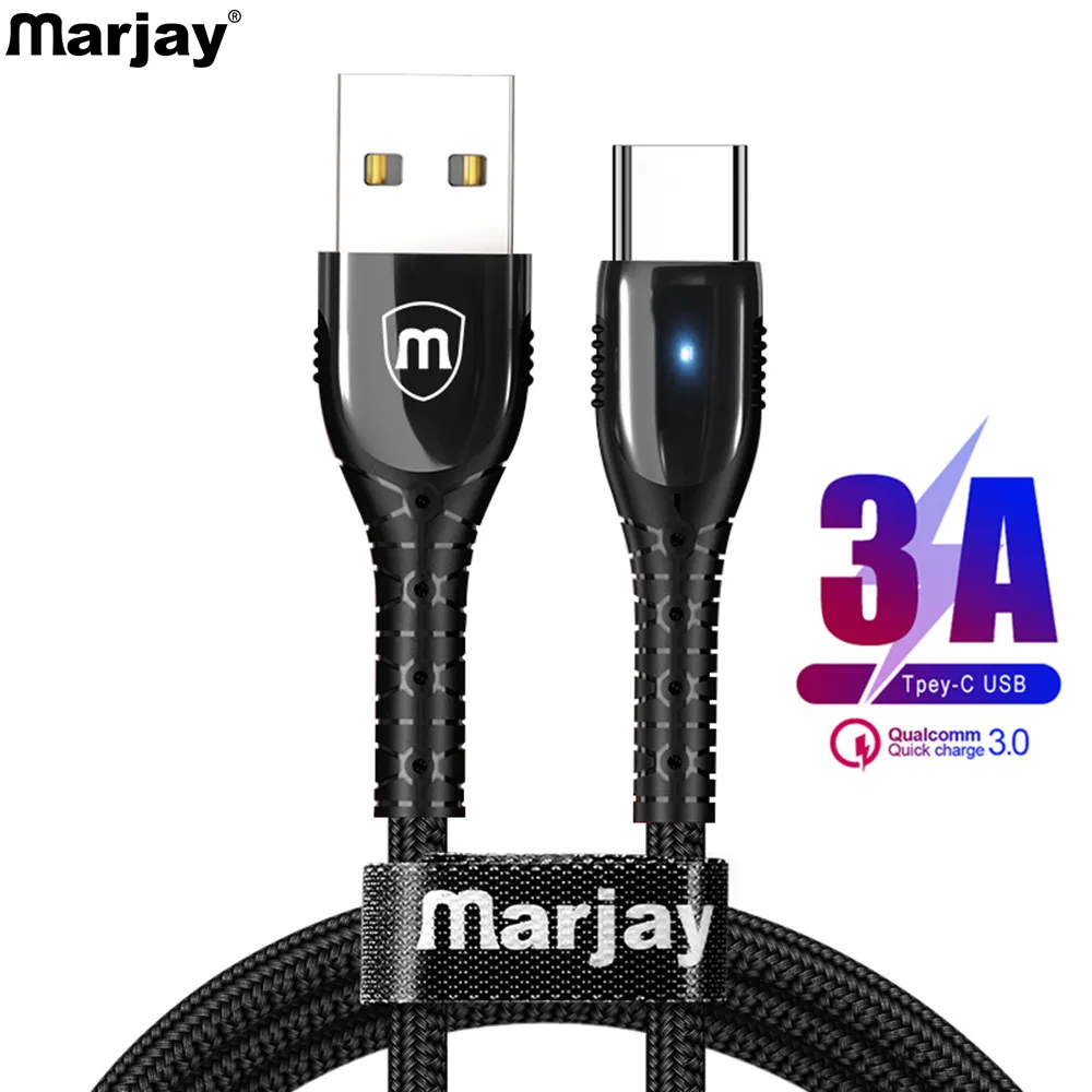 

Marjay 3A USB Type C Cable 1m 2m Fast Charging Type-C Cable for Huawei P30 P20 Mate 20 Pro Phone USBC Cables For Samsung Xiaomi