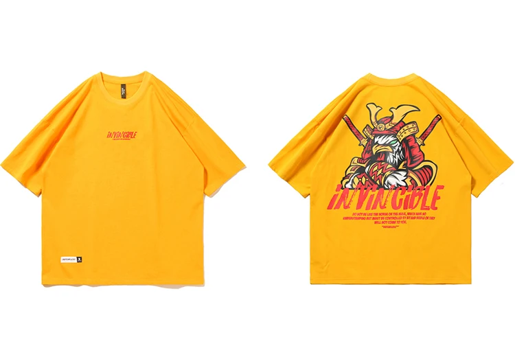 Мужская Хип-Хоп футболка, Орел воин, Харадзюку, футболка, уличная одежда, летние японские Самурайские футболки, хлопковые топы с коротким рукавом