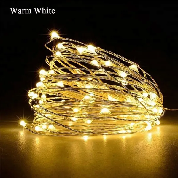 Warm White 5 м 10 м 12 м 50 100 120 светодиодный S светодиодный струны медный провод 3XAA на батарейках для украшения рождественской свадебной вечеринки светодиодный шнур Fairy Lig - Испускаемый цвет: Warm White