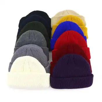 

WZCX 2019 Fashion New Solid Color Unisex Casual Knitted Hat Tide Autumn Winter Melon Hat Beanie Adult Cap