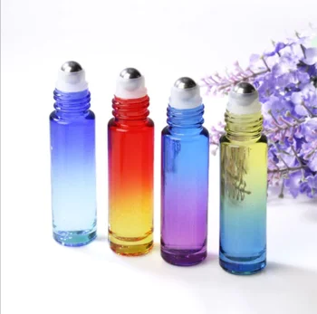 

10ML Gradient Color Thick Glass Roll On Essential Oil Empty Perfume Bottle Roller Ball Durable For Travel / 500pcs