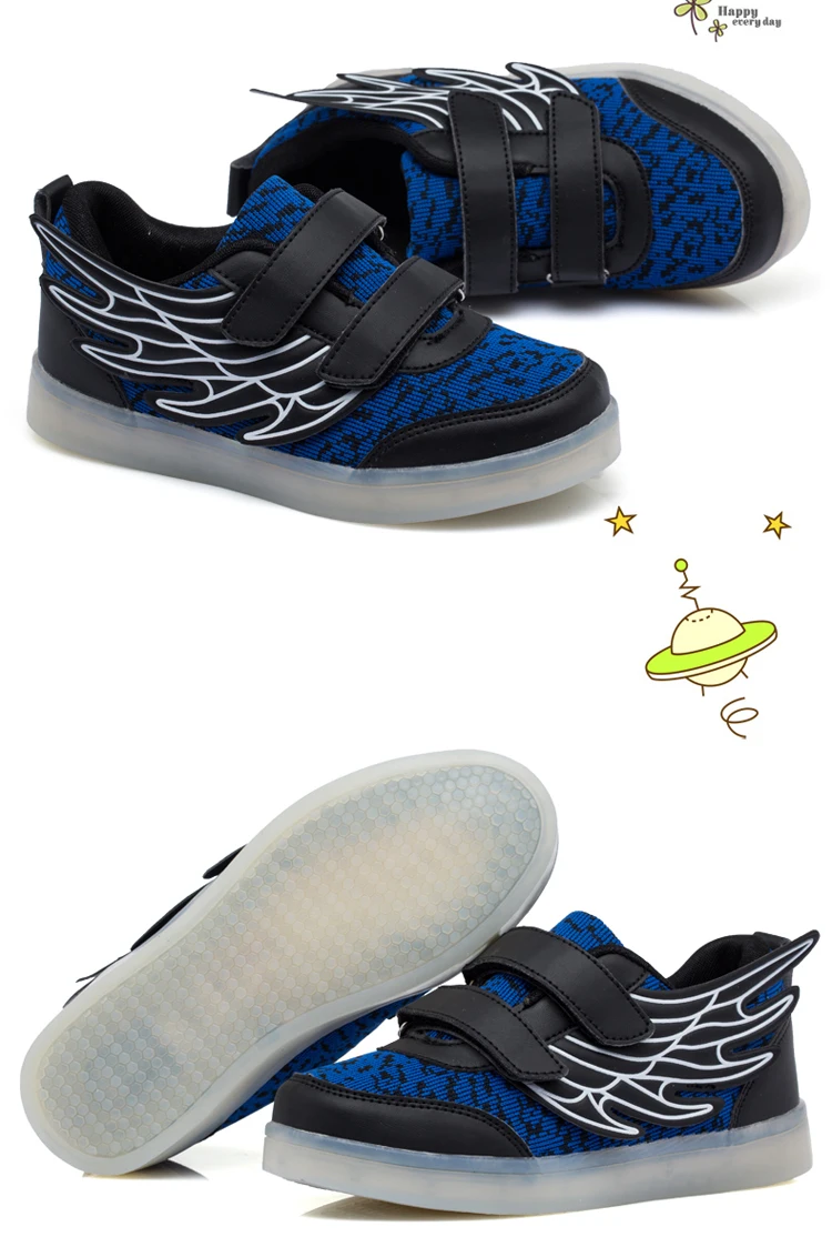 Casuais com Luz Led de Recarga Usb para Meninos Strongshen Crianças Sapatos Luminosos Meninas Sapatilhas Iluminado 4 Cores Brilhantes 29 High Quality Mamãe e Bebê
