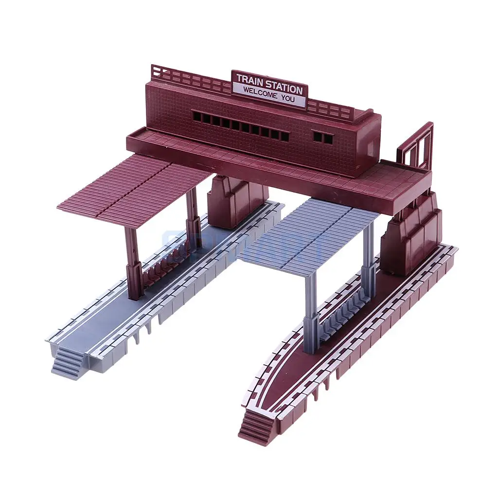 

MagiDeal Plastic 1:87 Train Station Architectural Model Building Kit Railway Railroad Dioramas Layout Landscape