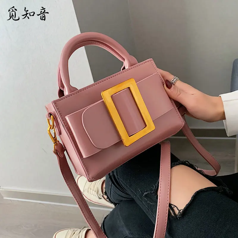 2019 модная маленькая квадратная сумка на плечо с металлическим замком через