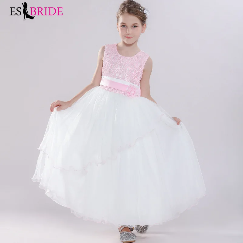 Модные Розовые Элегантные Платья с цветочным узором для девочек, длинное платье-пачка для особых случаев для девочек, платье для свадебной