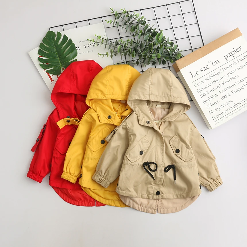 Kids Girl Hooded Trench Coat Unisex Girls Casual Windbreaker Jacket