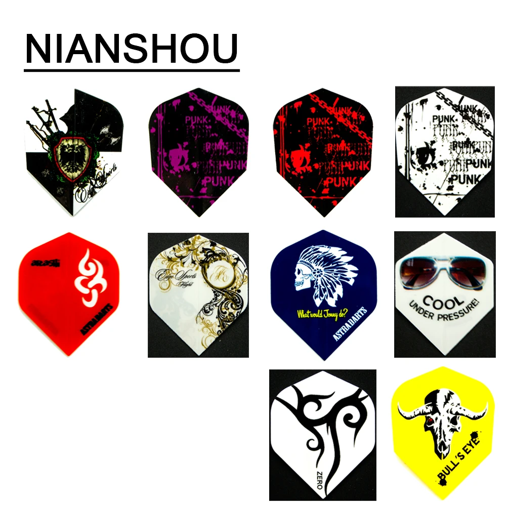 NIANSHOU 30 pcs of Darts Flights in 10 Kinds of Different Patterns PET
