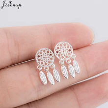 Jisensp в богемном стиле национальные индийские серьги с пером Ловец снов серьги-гвоздики для женщин ювелирные изделия Pendientes