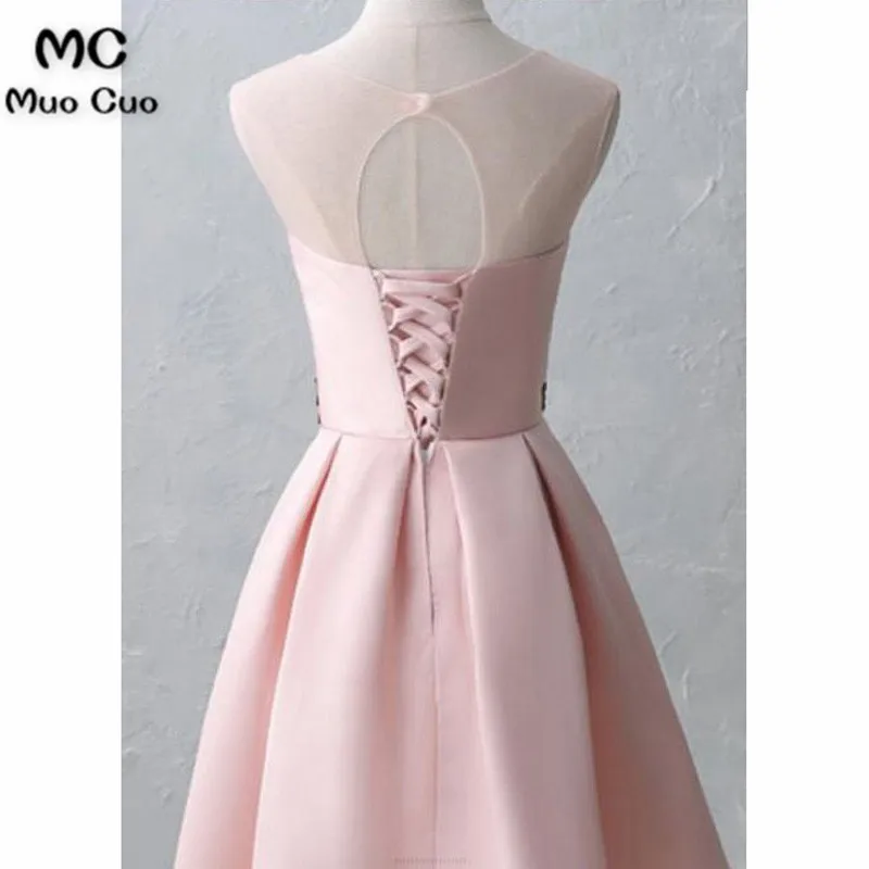 A-line Homecoming Dresses, Pink e Homecoming Dresses, A line Short Homecoming Dresses, Chic Sexy Homecoming Dress Scoop Satin Appliques