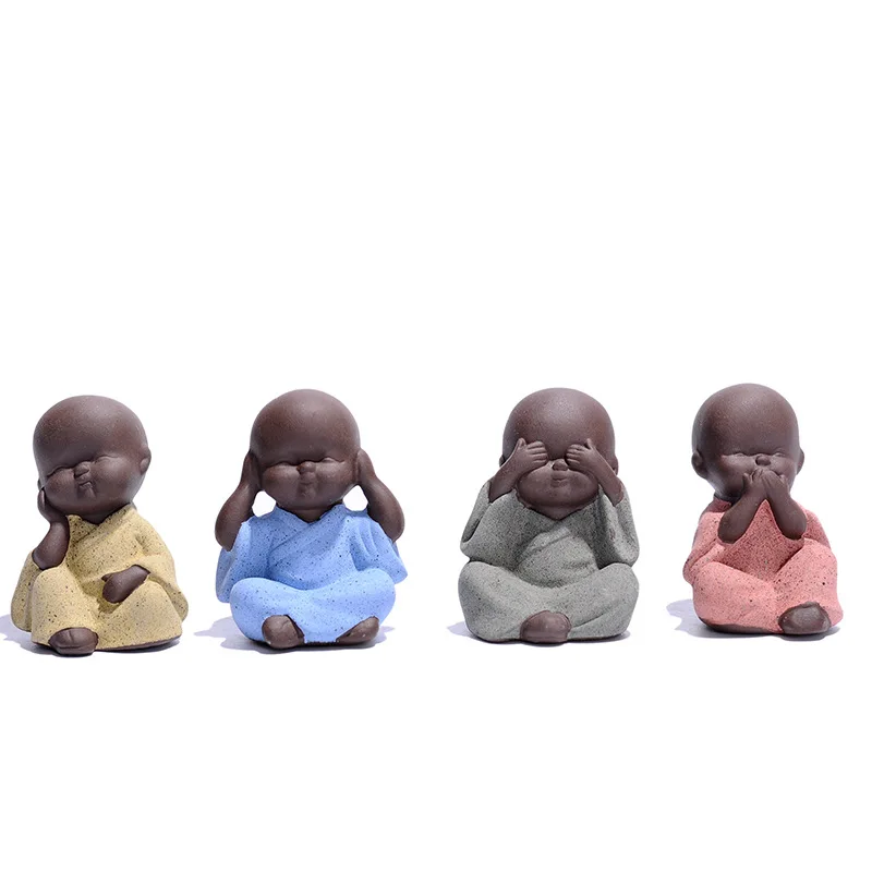 

Free shipping Ceramic Tea Pet Home Decor Gardening Decoration Crafts Creative Little Monk Mini Cute Teshouse Ornament