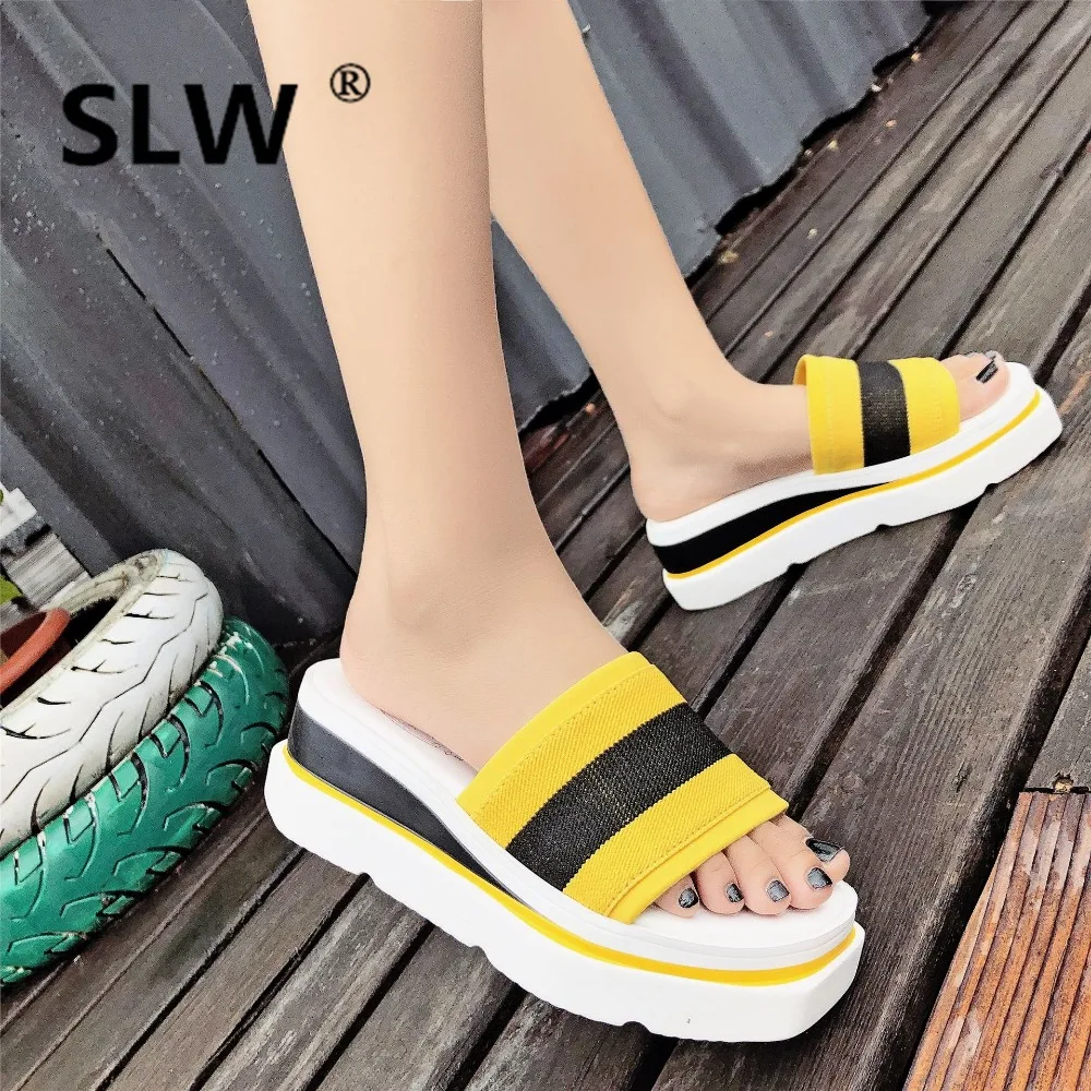 

Slides Shoes Slippers Women Summer Socofy Med Fenty Beauty Platform Sliders 2019 Soft Luxury Flat Cotton Fabric PU Basic Rome