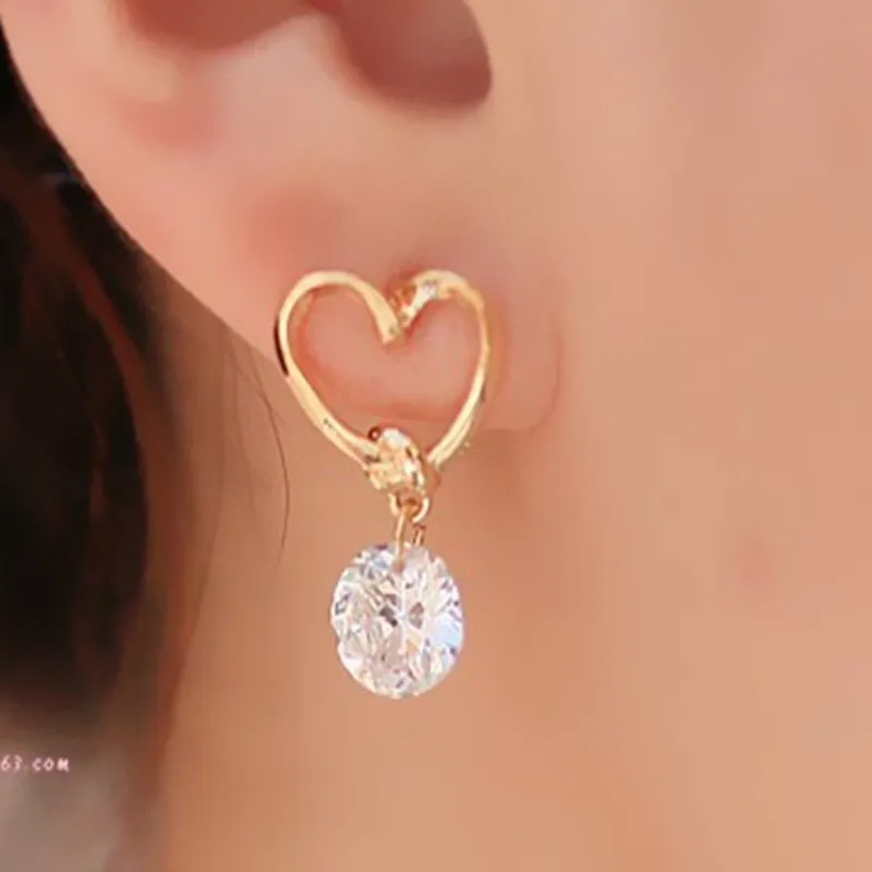 

New Fashion Lovely Women Lady Heart Zircon Crystal Earring Earrings Jewelry Gift For Girls 8ED193