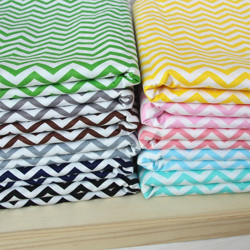 

100% cotton twill cloth geometry nordic wind BLUE GRAY GREEN YELLOW PINK BROWN chevron fabrics for DIY handwork CRAFTS patchwork