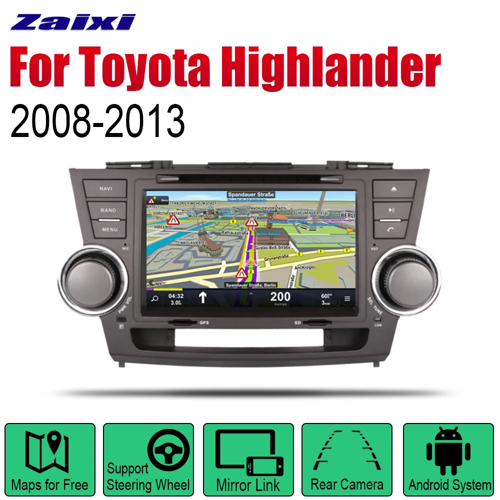 ZaiXi Android Автомагнитола Стерео gps навигация для Toyota Highlander 2008~ 2013 Bluetooth wifi 2din автомобильное радио стерео Мультимедиа