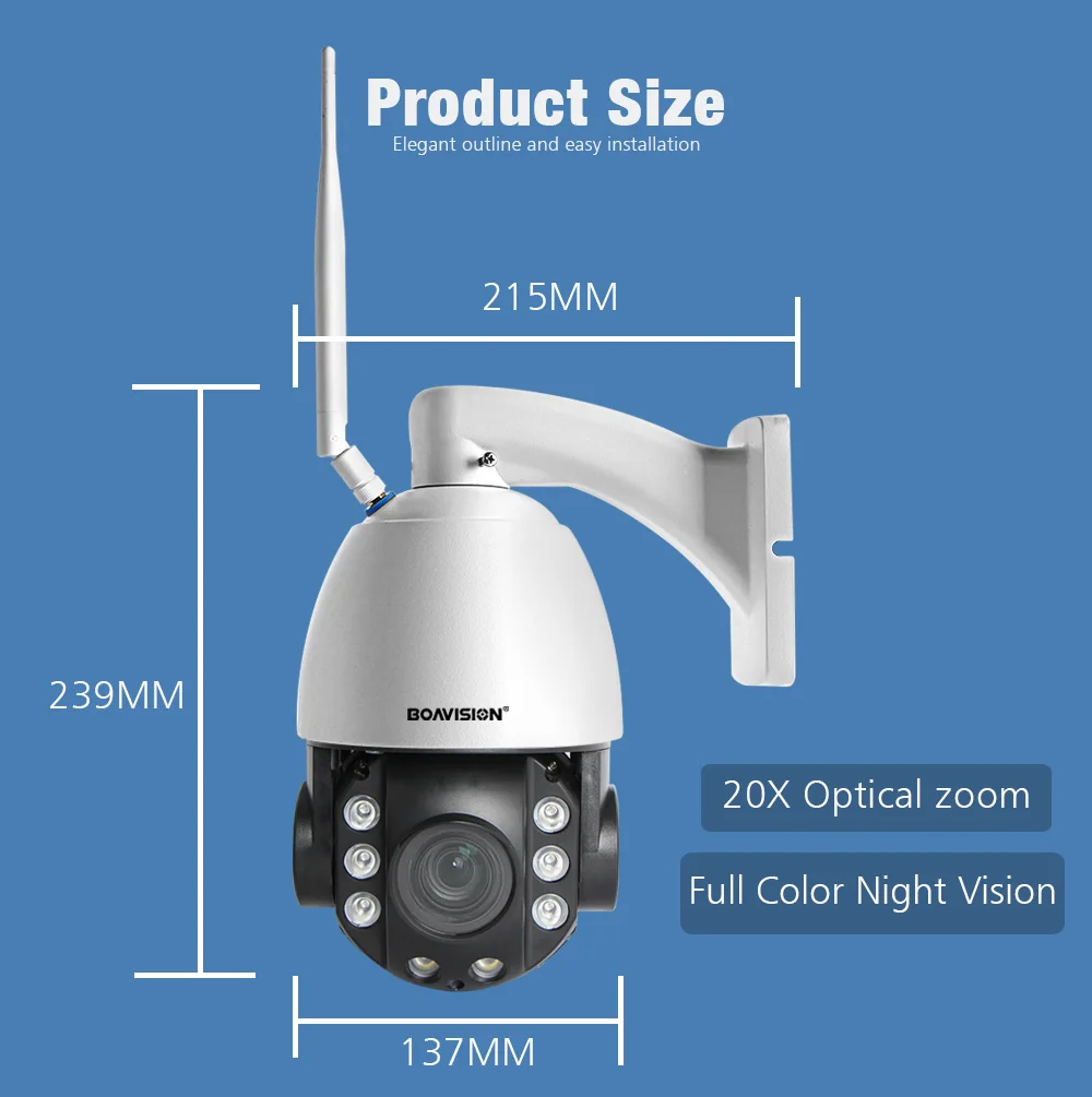 Cheap HD 2MP Wireless PTZ Dome IP Cam WIFI 10X / 20X Optical Zoom Outdoor Security Video CCTV Cam Two Way Audio White Light 80M IR 14