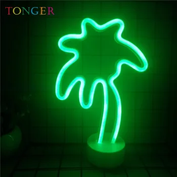 

TONGER LED Palm Tree Neon Light Sign Home Decoration Birthday Party Supplies Tropical Decorative Lights Kids' Room Decorations