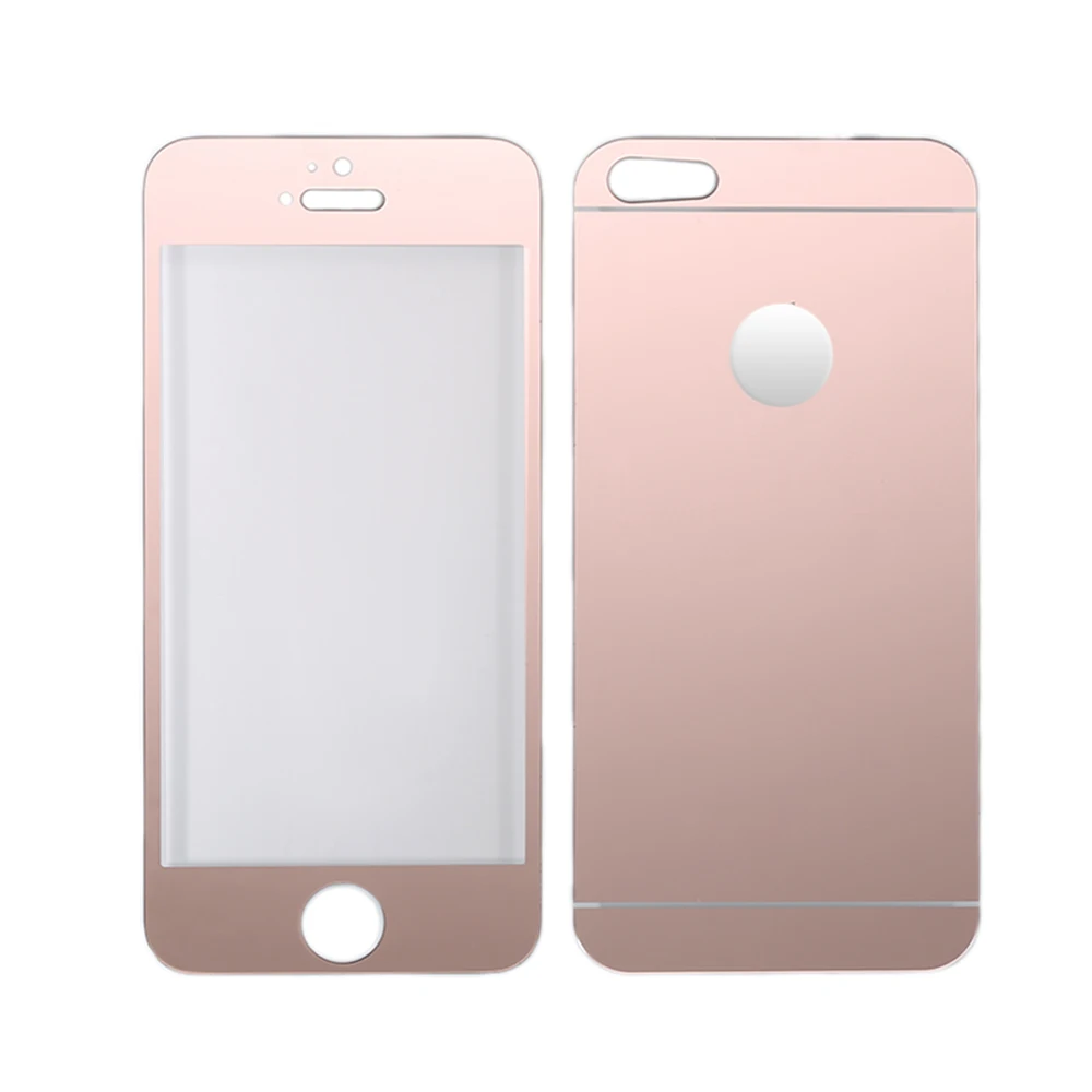 

Full Cover mirror Color electroplating 2.5D 9H front back tempered glass for iphone 5 5s SE 4 4s Screen Protective Film