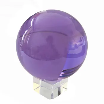 

70mm 1pcs Crystal Base Lilac Crystal Glass Balls Crafts For Feng Shui Ornaments Big Promotion
