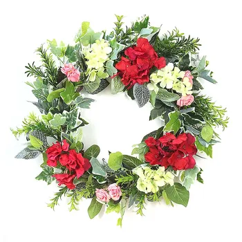 

50cm Artificial Hydrangea Flower Wreath Home Garden Door Window Hanging Flower Garland for Christmas Wedding Decoration