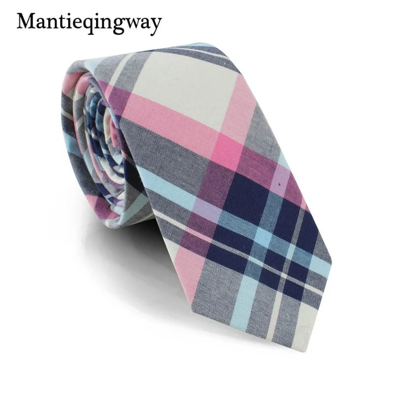 Mantieqingway 6 см Тощий Плед Галстуки для мужчин хлопок Галстуки Свадебный костюм красочные решетки галстук бренд Gravatas узкий галстук
