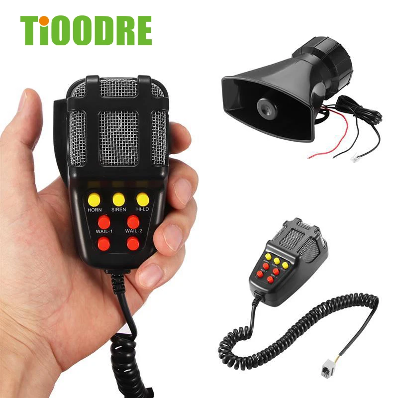 

TiOODRE 7 Tone Sound Car Recording Emergency Siren Horn Mic PA Speaker System Emergency Amplifier Hooter Fire Alarm 12V 100W