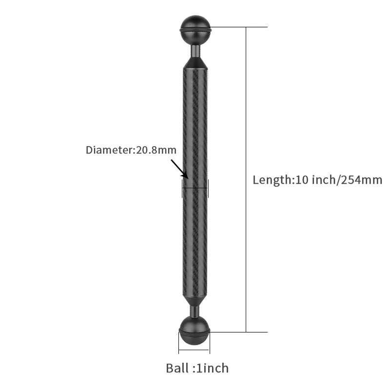 Дайвинг углеродного волокна двойной шаровой головкой поплавок плавучести Arm для DJI OSMO для Gopro/EKEN Спорт SLR камера Подводный лоток 5-12 дюймов